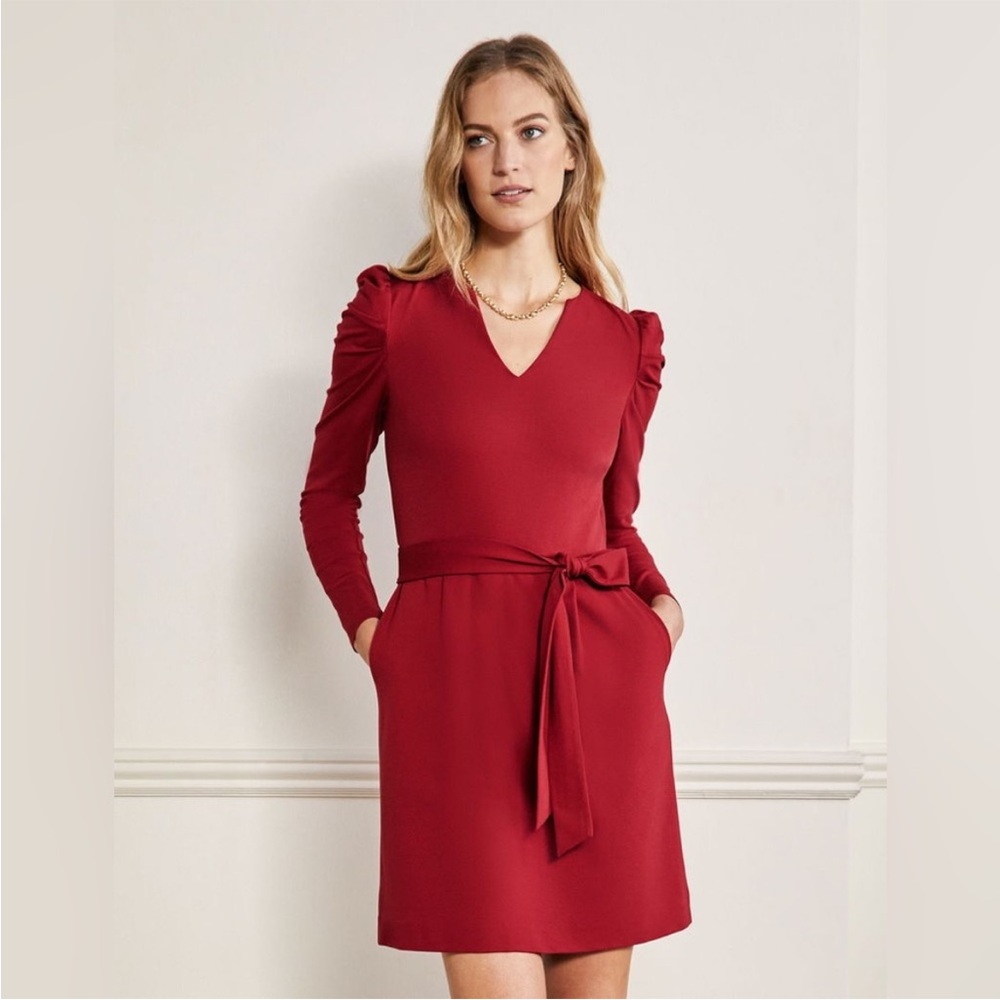 BOGO! Boden Puff Sleeve Jersey Dress in Winter Berry Red Size 6
